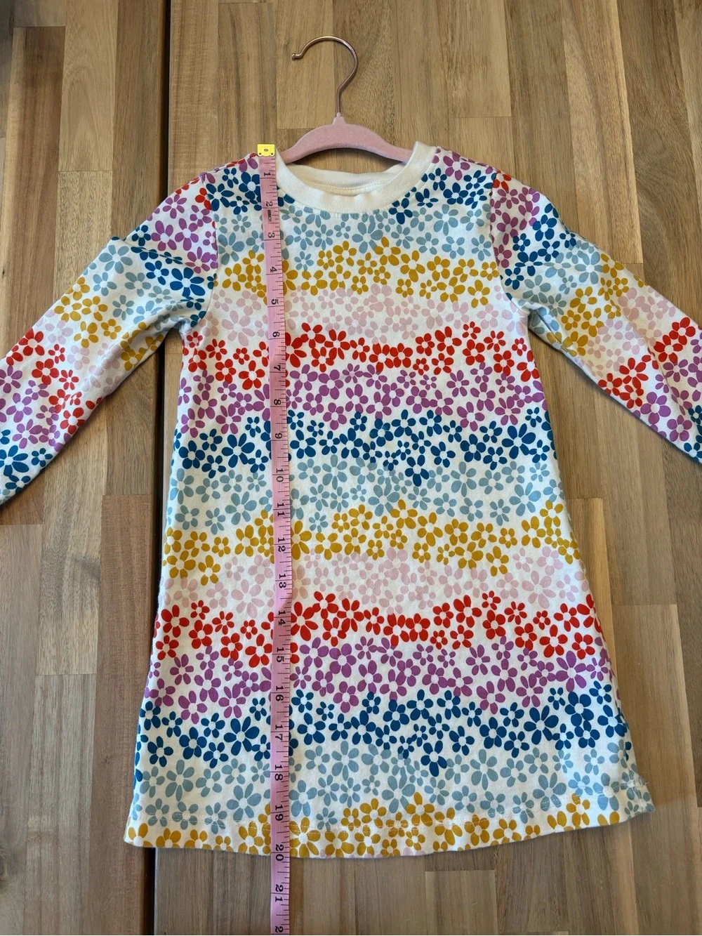 Hanna Andersson Toddler Tunic Dress Long Sleeve “Floral Rainbow on Ecru” 3T